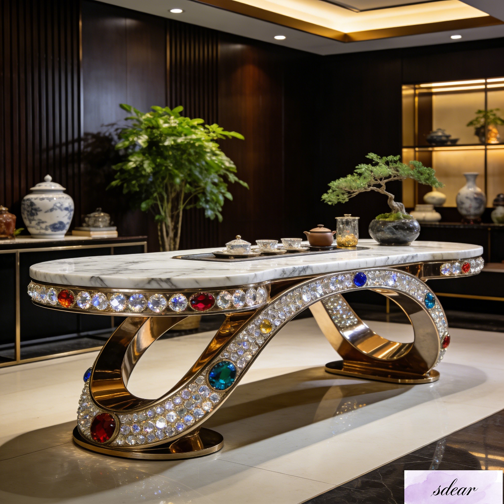 Starlight Crystal Gemstone Tea Table